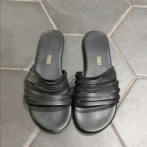 TKEES Black Multi-Strap Slide Sandals